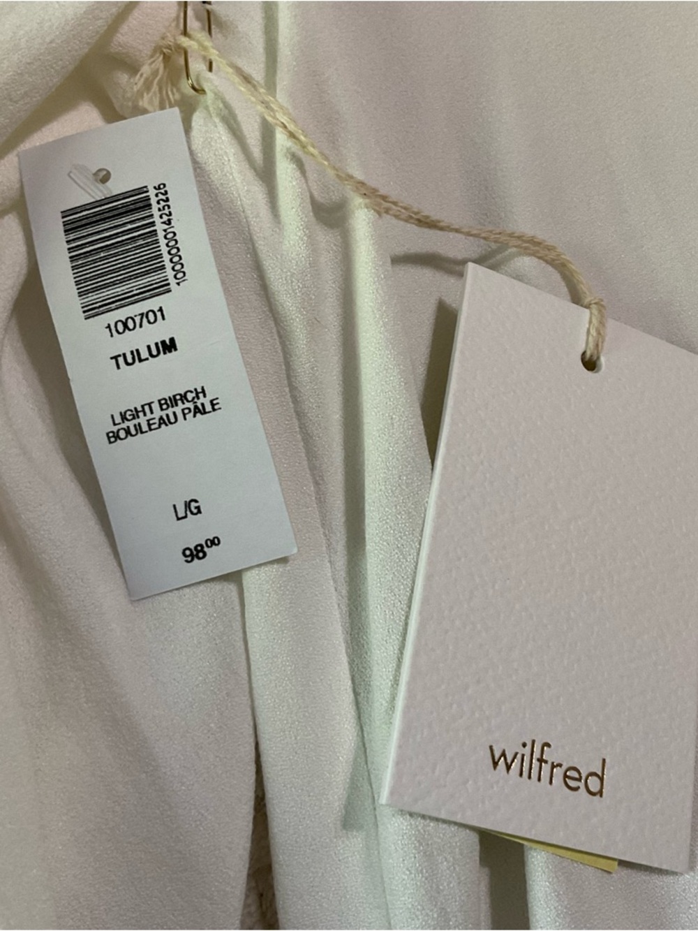 Wilfred Aritzia Tulum Blouse Light Birch Cream Button Front Top Size Large NWT - Picture 7 of 10